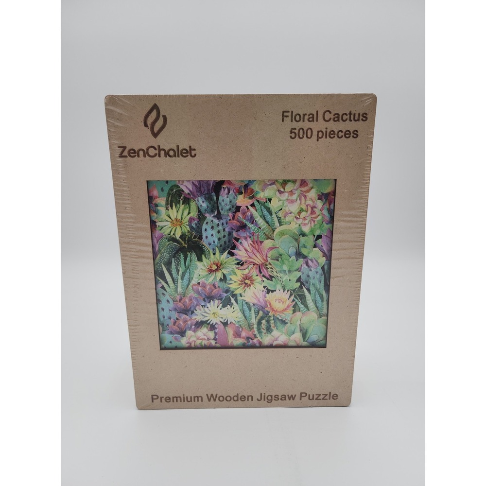 ZenChalet Puzzle Floral Cactus Wooden Puzzle - 500 pcs New Sealed